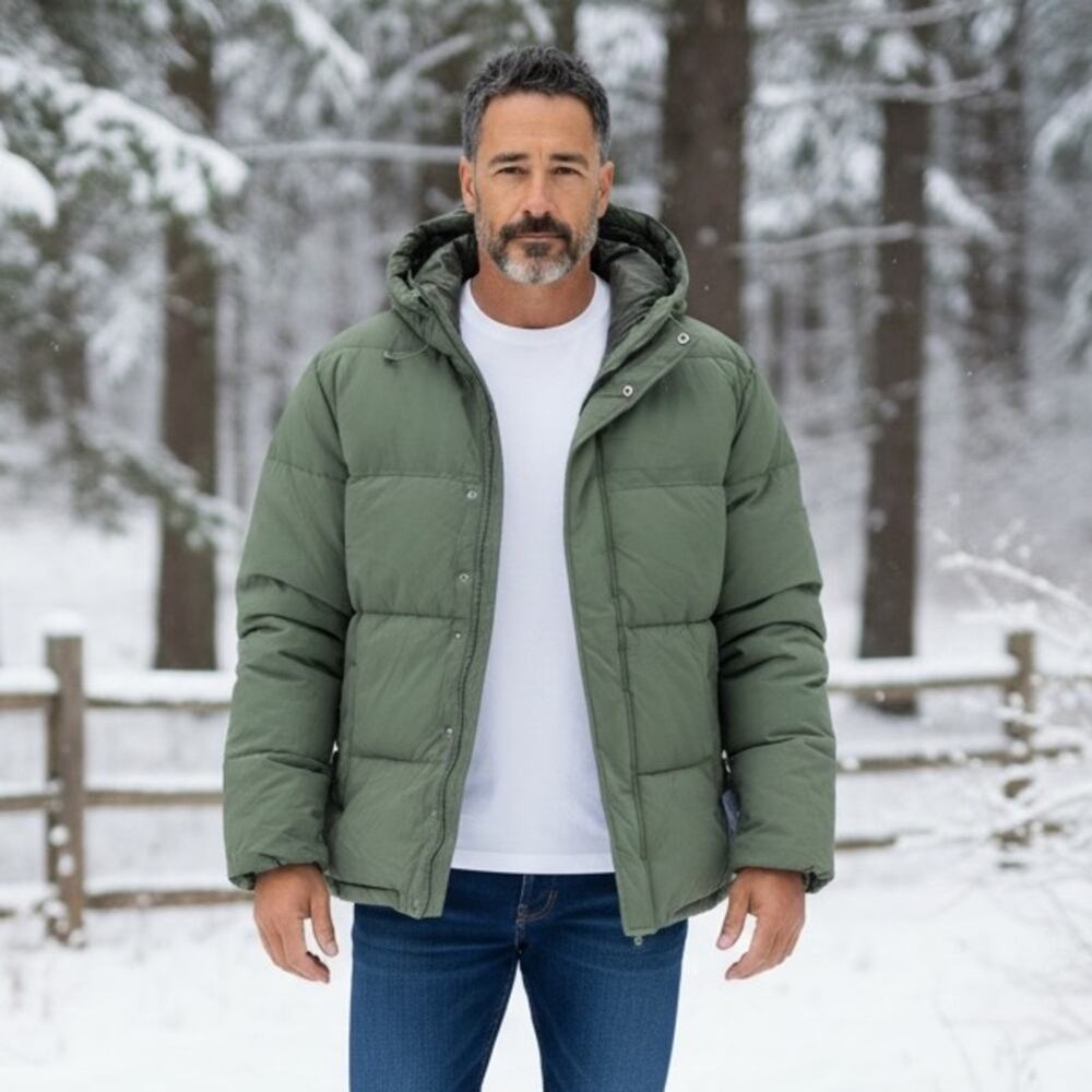 FALLS CREEK Men’s XL Green Thick RIPSTOP PUFFER Jacket Coat